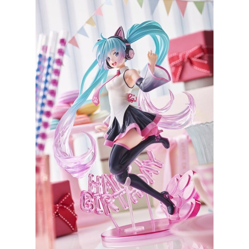 Taito Vocaloid Hatsune Miku Anime AMP Figure Toy Birthday Miku Happy Cat TA33870